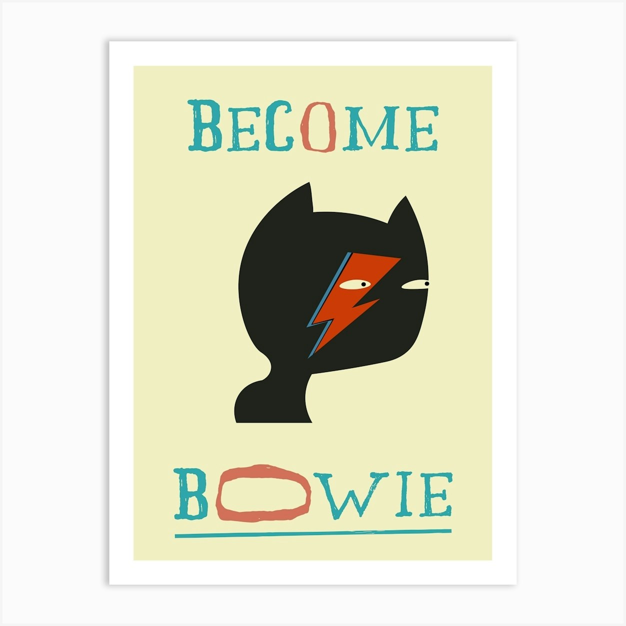 David Bowie Music Poster Mid Century Modern Song Lyrics Print Retro Decor Alternative Pop Culture Funky Wall Art 1 Art Print by Jaffa Orange