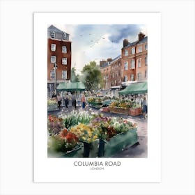 Columbia Road London Watercolour Travel Poster 4 Art Print