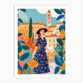 Illustration Of A Woman In A Dress 1 Art Print