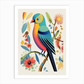 Colourful Scandi Bird Budgerigar 1 Art Print