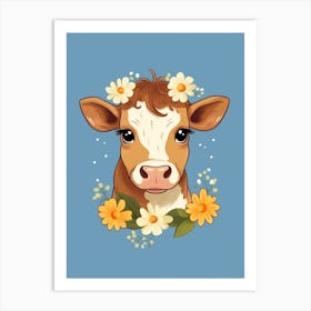 Baby Animal Illustration  Cow 1 Art Print
