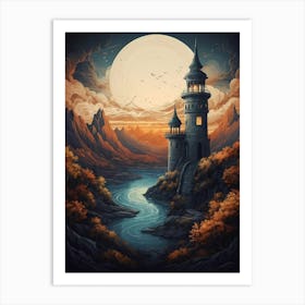 Castle In The Moonlight Art Print