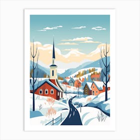 Vintage Winter Travel Illustration Abisko Sweden 1 Art Print