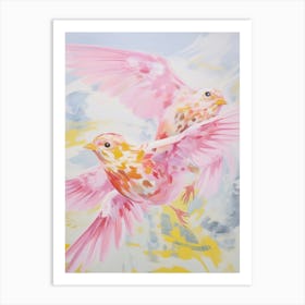 Pink Ethereal Bird Painting Yellowhammer 3 Art Print