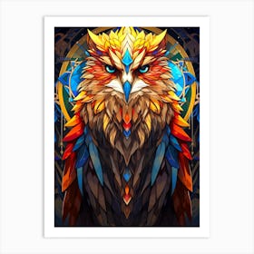 Owl Intricate Stained Glass Art Print