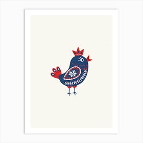 Finland Rooster Folk Scandi Art Print