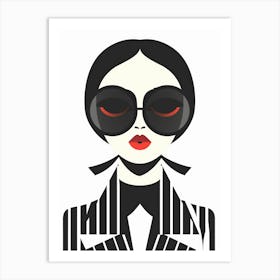 Lady In Black And White 2 Art Print