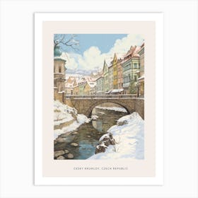 Vintage Winter Poster Cesky Krumloy Czech Republic 1 Art Print