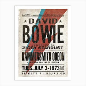 Reproduction David Bowie Hammersmith Odeon Music Poster Art Print