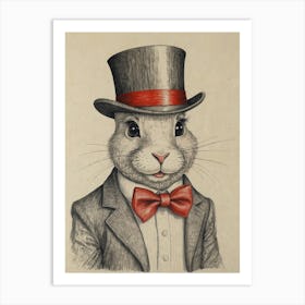 Rabbit In Top Hat Art Print