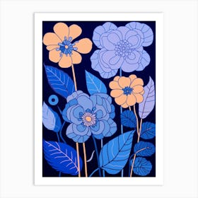 Blue Flower Illustration Lantana 2 Art Print