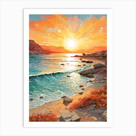 A Vibrant Painting Of Elafonisi Beach Crete Greece 1 Art Print