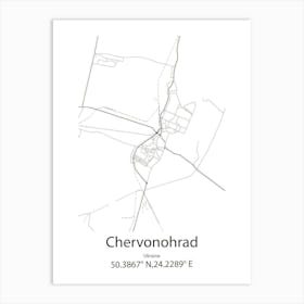 Chervonohrad,Ukraine Minimalist Map Art Print