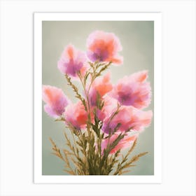Heather Flowers Acrylic Painting In Pastel Colours 2 Art Print