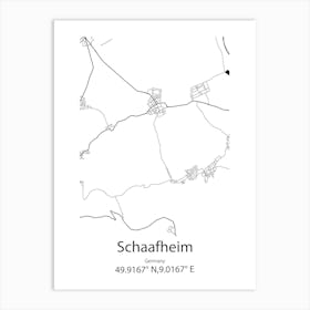 Schaafheim,Germany Minimalist Map Art Print