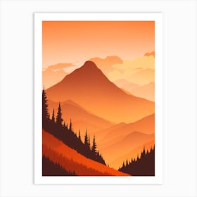 Misty Mountains Vertical Composition In Orange Tone 292 Art Print