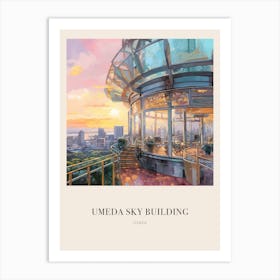 Umeda Sky Building Floating Garden Osaka Vintage Cezanne Inspired Poster Art Print