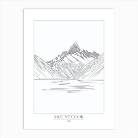 Mount Cook Usa Line Drawing 6 Poster Art Print