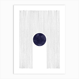 Navy circle and lines Art Print