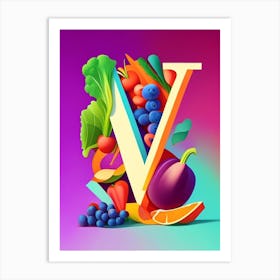 V  For Vegetables, Letter, Alphabet Pop Art Matisse 2 Art Print