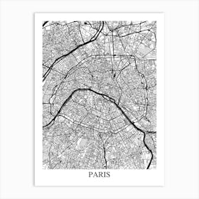 Paris White Black Art Print