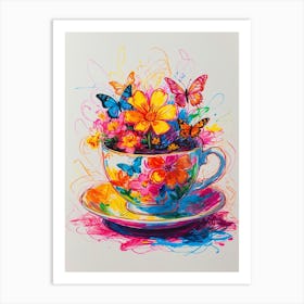 Teacup With Butterflies 1 Art Print