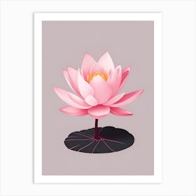 A Pink Lotus In Minimalist Style Vertical Composition 84 Art Print