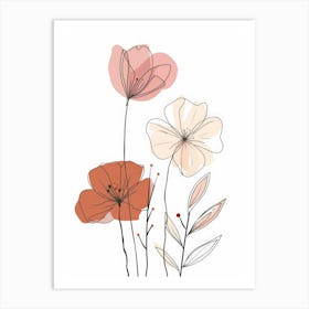 Flowers On A White Background 3 Art Print