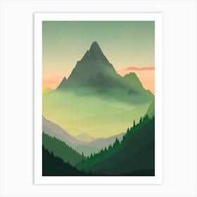 Misty Mountains Vertical Composition In Green Tone 83 Art Print