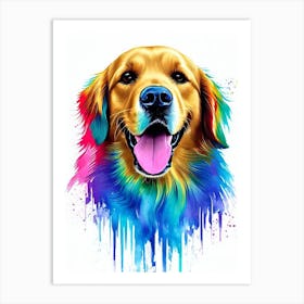 Golden Retriever Rainbow Oil Painting Dog Art Print