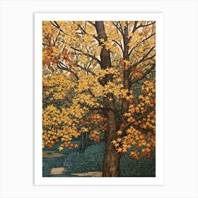 American Hornbeam 1 Vintage Autumn Tree Print  Art Print