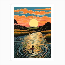 Wild Swimming At River Waveney Suffolk 2 Art Print