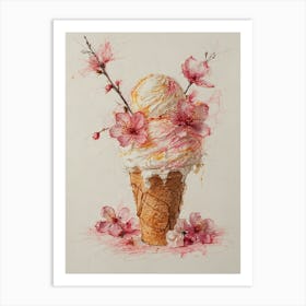 Cherry Blossom Ice Cream 1 Art Print