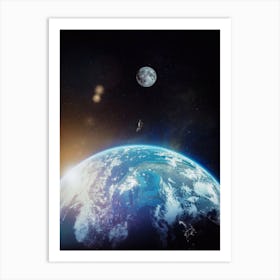 Astronaut Flying To The Moon Art Print