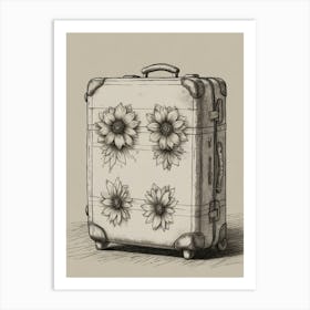 Vintage Suitcase With Flowers 2 Art Print