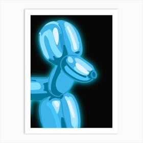 Blue Neon Balloon Dog Wall Art Art Print