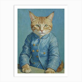 Cat By Van Gogh Style Art Print