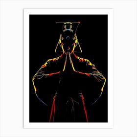 Samurai Neon Silhouette Art Print