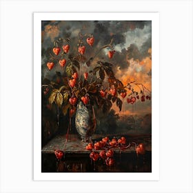 Baroque Floral Still Life Bleeding Hearts Dicentra 4 Art Print