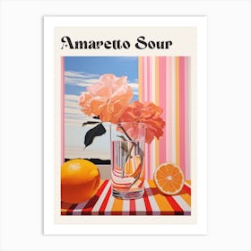 Amaretto Sour 3 Retro Cocktail Poster Art Print