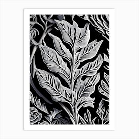 Lavender Leaf Linocut 1 Art Print