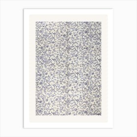 Blue And White Floral Rug Art Print
