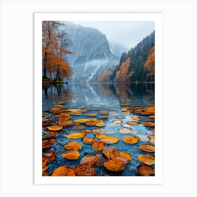 Autumn Leaves On The Lake 2 Art Print