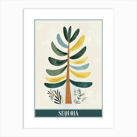 Sequoia Tree Flat Illustration 8 Poster Art Print