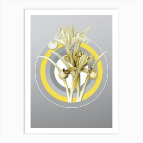 Botanical Spanish Iris in Yellow and Gray Gradient n.058 Art Print