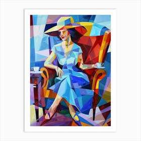 Tjnada 36990 A Beautiful Woman Sitting In An Armchair With Her Art Print