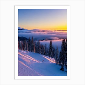 Cardrona, New Zealand Sunrise Skiing Poster Art Print