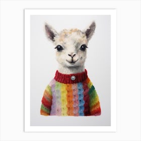 Baby Animal Wearing Sweater Alpaca4 Art Print