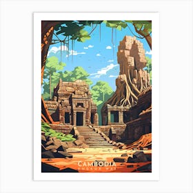 Cambodia Angkor Wat Landscape Retro Travel Art Print