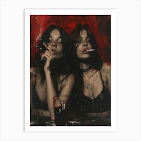 Two Girls Smoking Art Print